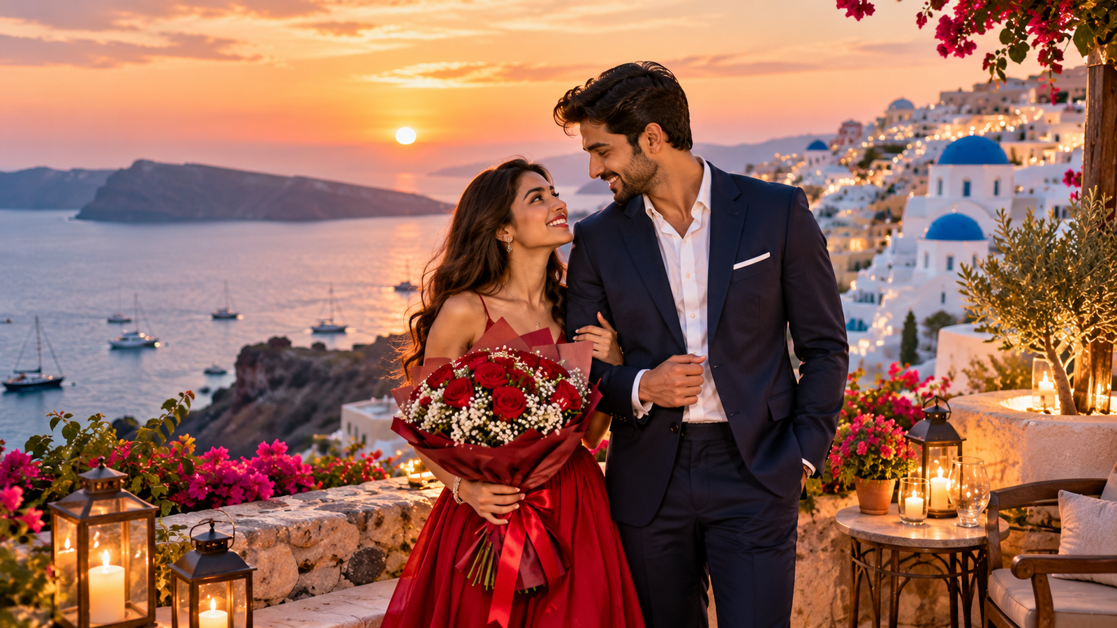 Romantic celebration setting for a honeymoon trip
