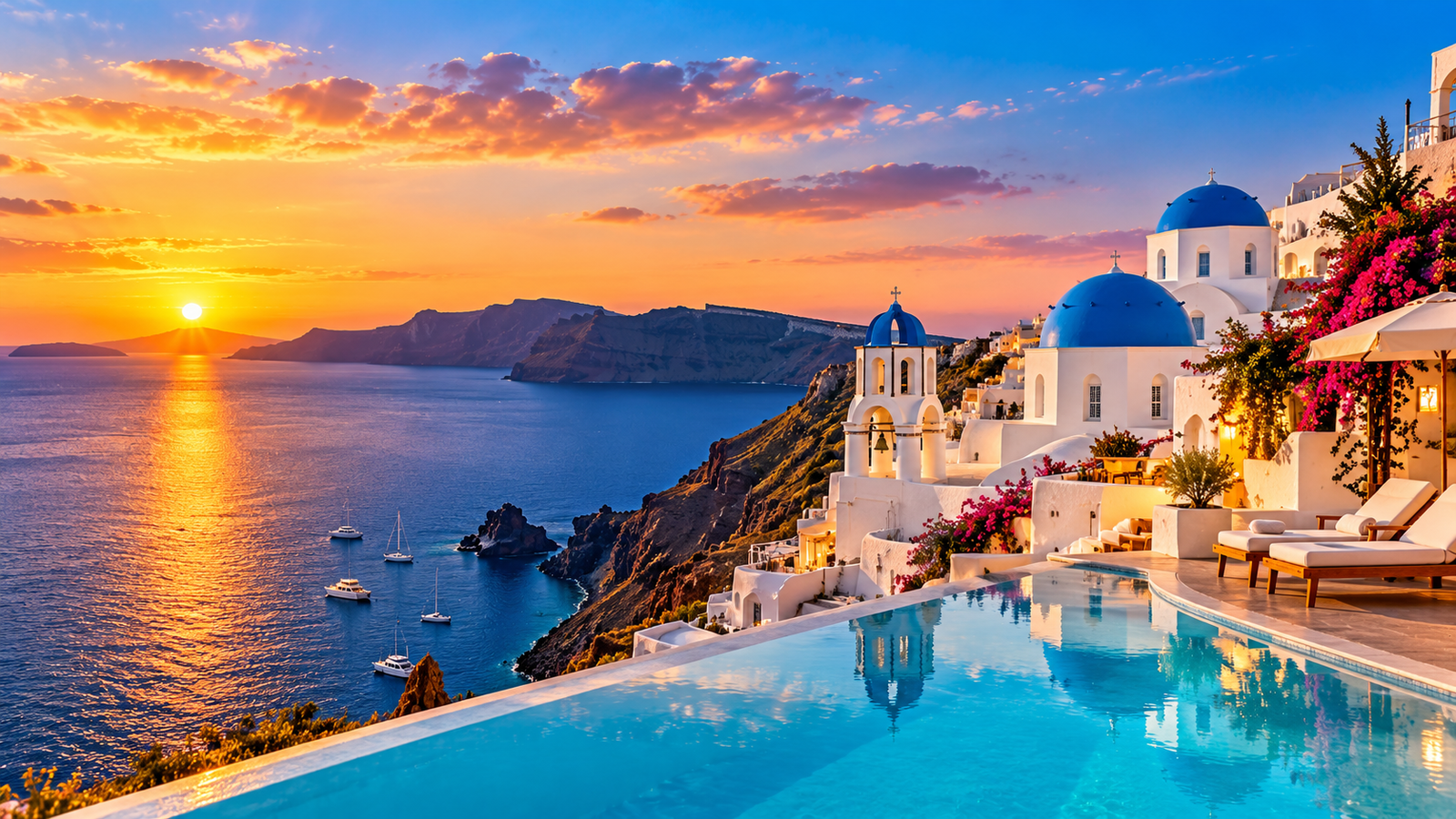 Beautiful destination at dusk for an international holiday
