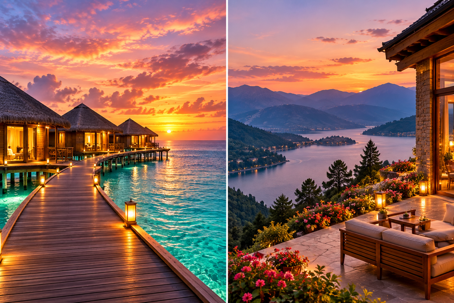Romantic celebration setting for a couple's holiday